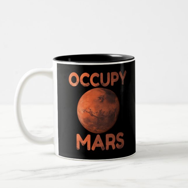 Occupy Mars Space Race Terraform Two-Tone Coffee Mug (Left)
