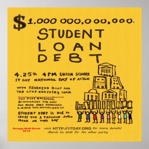 Occupy Wall St Student Loan Flyer Poster April 201
