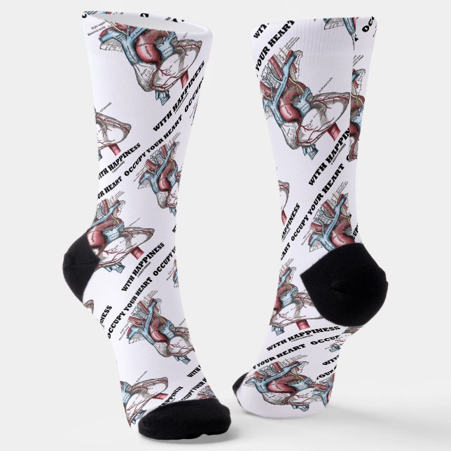 Occupy Your Heart With Happiness Anatomical Humor Socks (Angled)