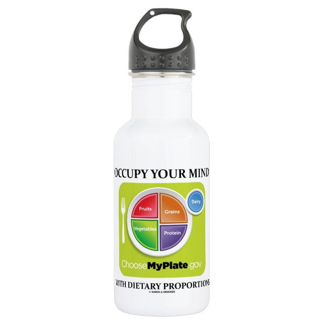 Occupy Your Mind With Dietary Proportions MyPlate Water Bottle (Front)