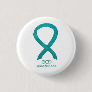 OCD Awareness Ribbon Teal Custom Art Pins