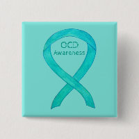 OCD Awareness Ribbon Teal Custom Art Pins