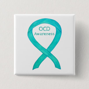 OCD Awareness Ribbon Teal Custom Art Pins