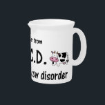 OCD Cow Drink Pitcher<br><div class="desc">Obsessive Cow Disorder for anyone who loves cows!</div>
