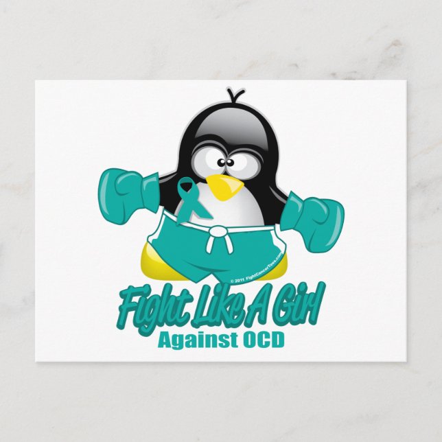 OCD Fighting Penguin Postcard (Front)