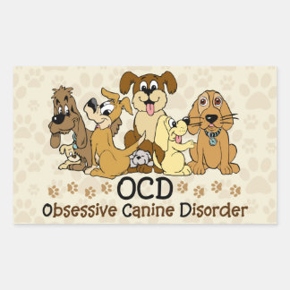 OCD Obsessive Canine Disorder Rectangular Sticker