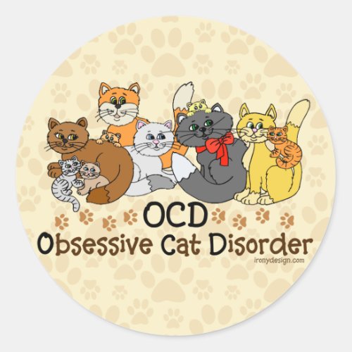 OCD Obsessive Cat Disorder Classic Round Sticker