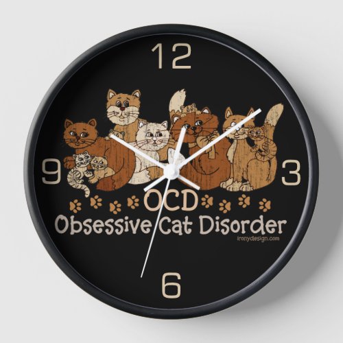 OCD Obsessive Cat Disorder Clock