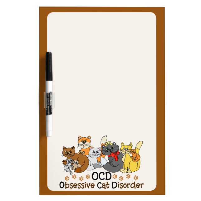 OCD Obsessive Cat Disorder Dry Erase Board (Front)