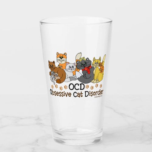OCD Obsessive Cat Disorder Glass