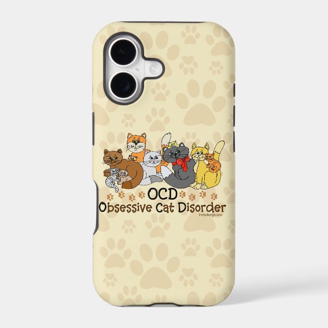 OCD Obsessive Cat Disorder Iphone Case (Back)