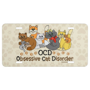 OCD Obsessive Cat Disorder License Plate