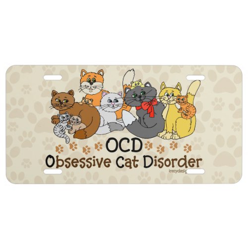 OCD Obsessive Cat Disorder License Plate