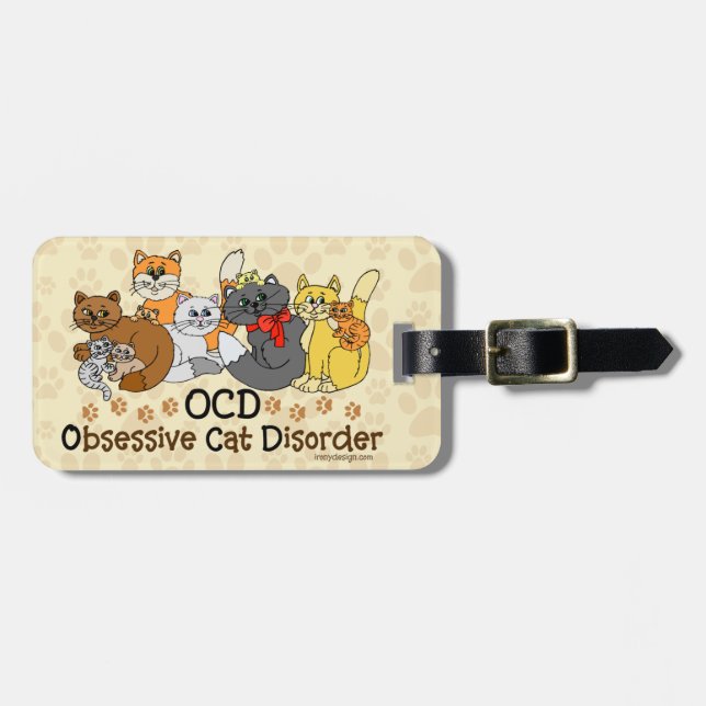 OCD Obsessive Cat Disorder Personalized Luggage Tag (Front Horizontal)