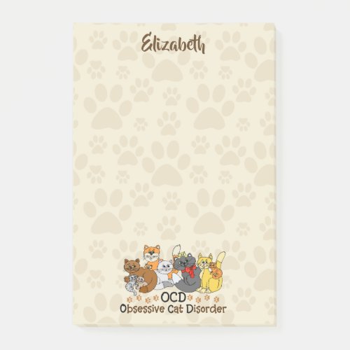 OCD Obsessive Cat Disorder Personalized Post_it Notes
