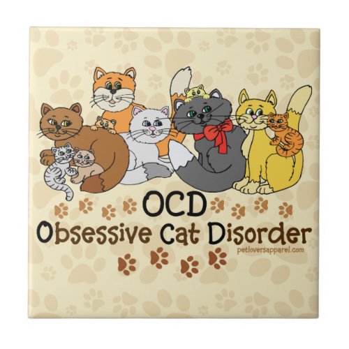 OCD Obsessive Cat Disorder Tile