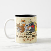 OCD Obsessive Cat Disorder Two-Tone Coffee Mug (Left)