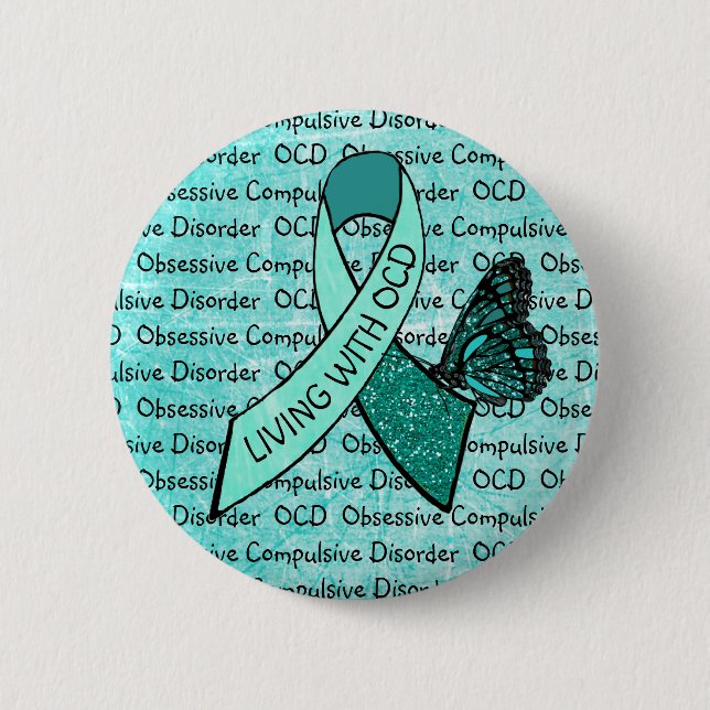 OCD Obsessive Compulsive Disorder Awareness Ribbon Button (Front)