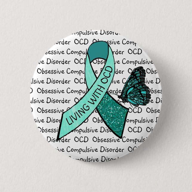 OCD Obsessive Compulsive Disorder Awareness Ribbon Button (Front)