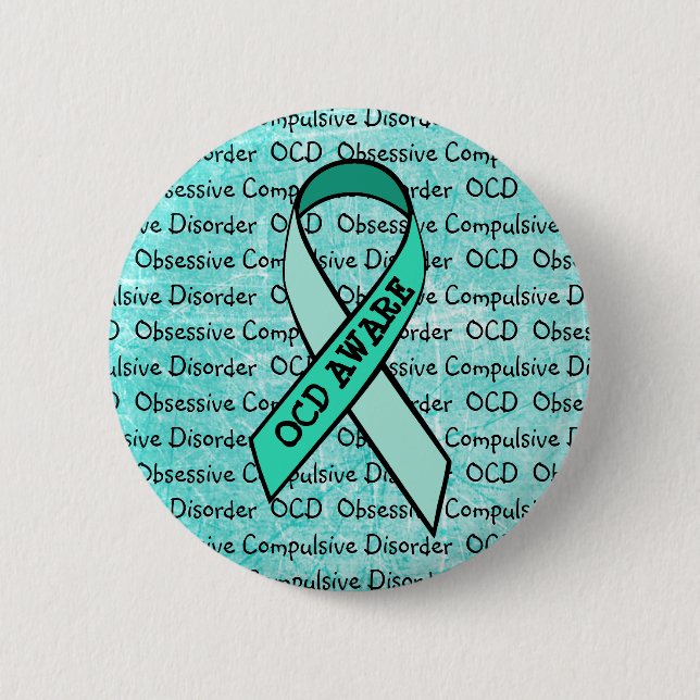 OCD Obsessive Compulsive Disorder Awareness Ribbon Pinback Button (Front)
