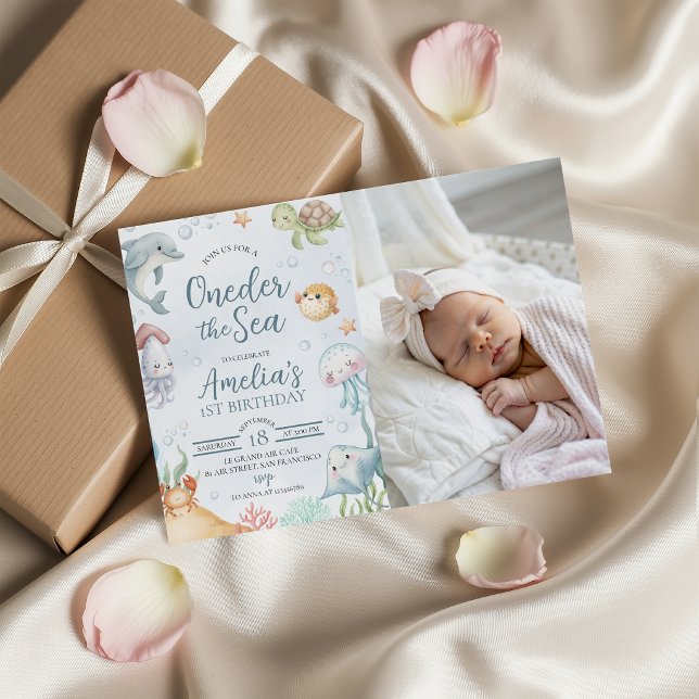 Ocean 1st Birthday Photo Invitation (Creator Uploaded)