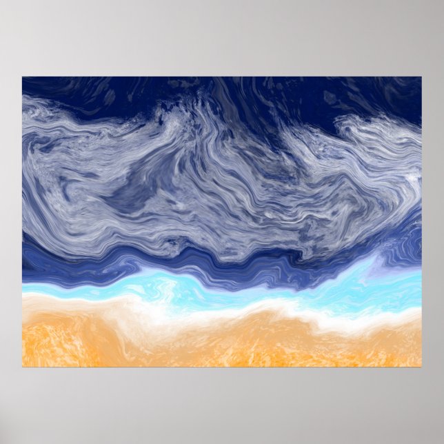 Ocean Abstract Digital Art Poster (Front)