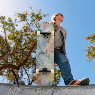 Ocean Abstract Watercolor Grunge Pattern Skateboard