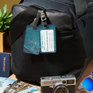 Ocean Acrylic Pour Inspired Luggage Tag
