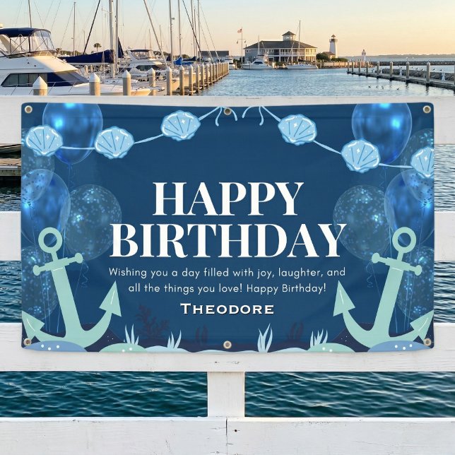 Ocean Adventure Birthday Anchor Banner (Best party on the water.)