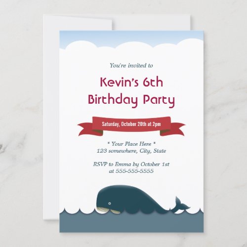 Ocean Adventure Whale  Sea Birthday Invitation