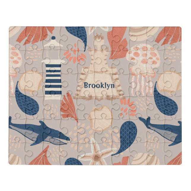 Ocean Adventure -Whales,Jellyfish & Lighthouse Fun Jigsaw Puzzle (Puzzle Horizontal)