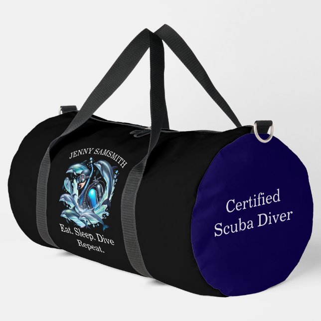 Ocean Adventures: Dive, Explore, Repeat! Duffle Bag (Left Corner)