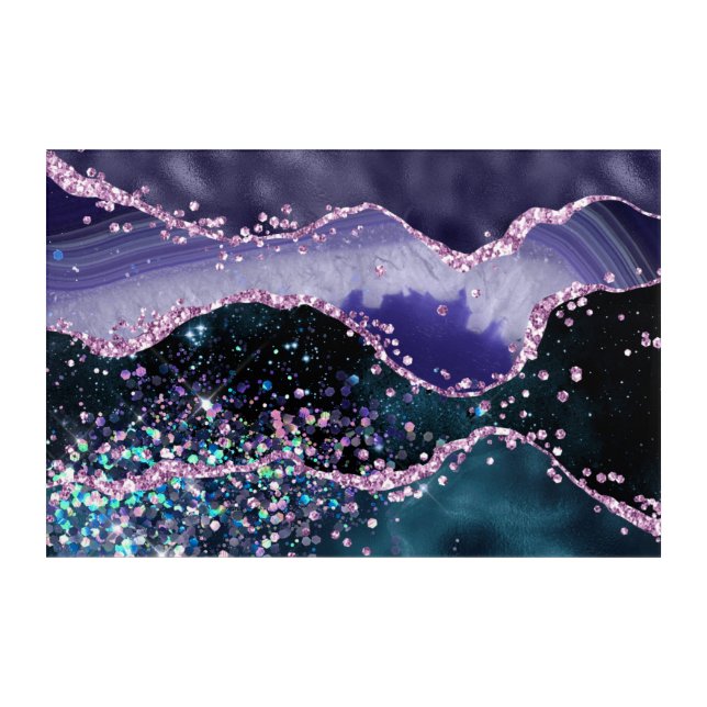 *~* Ocean Agate Celestial  GLITTER AP8  Acrylic Print (Front)
