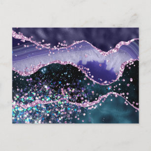 *~* Ocean Agate Celestial  GLITTER AP8 Postcard