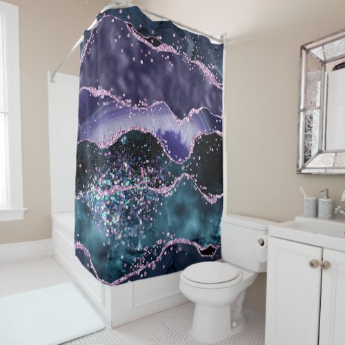  Ocean Agate Celestial  GLITTER AP8  Shower Curtain