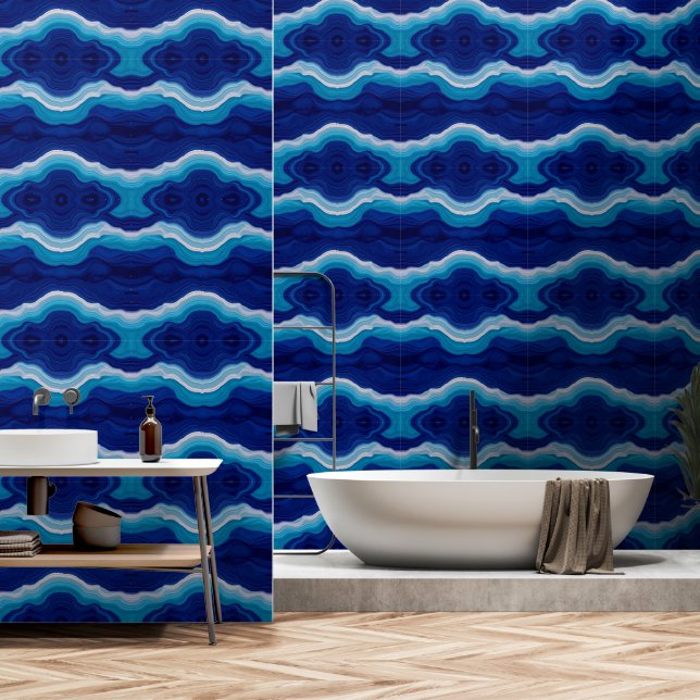 Ocean Agate: Mesmerizing Marine Layers Wallpaper (Bathroom)