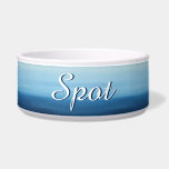 Ocean Air Personalized Pet Bowl<br><div class="desc">Don't forget your furry friend when personalizing a room! This food or water bowl features a water-themed painting reminiscent of the ocean. The many shades of blue are neutral enough to go anywhere, and the bowl is ready to be personalized with the name of the critter who will use it....</div>