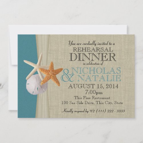 Ocean and Burlap Look Rehearsal Dinner Personalized Invite