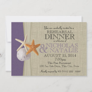 Ocean and Burlap Purple Rehearsal Dinner Invitation