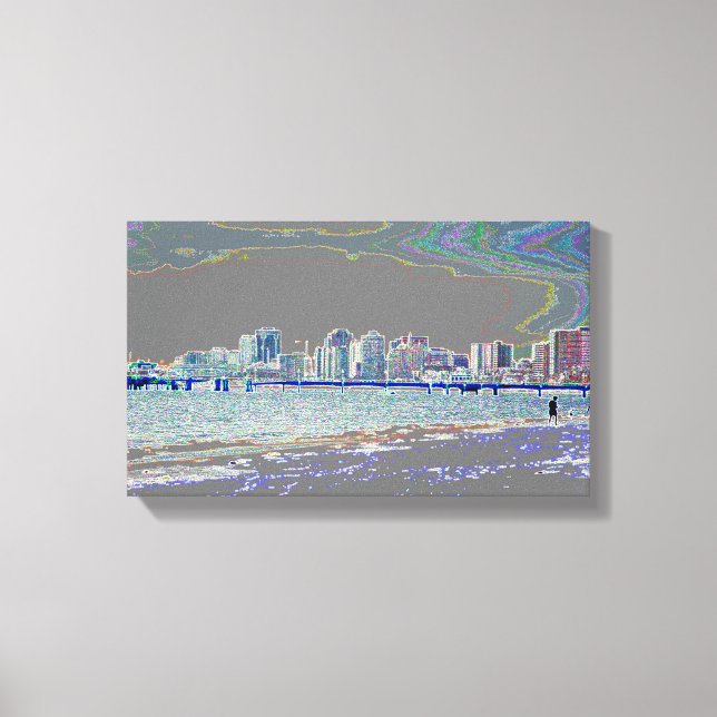 Ocean and City View Canvas Print (Front)