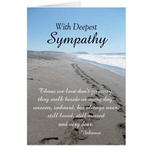 Ocean and Footprints Sympathy Card | Zazzle