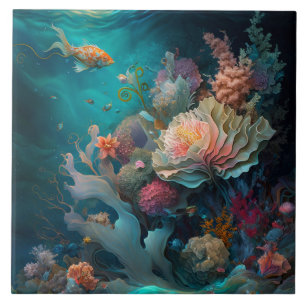 Ocean and marine life ceramic tile