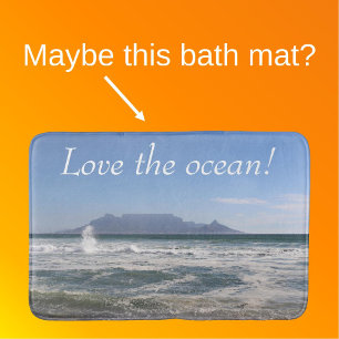 Ocean and Mountain Seascape Blue Photo Bath Mat