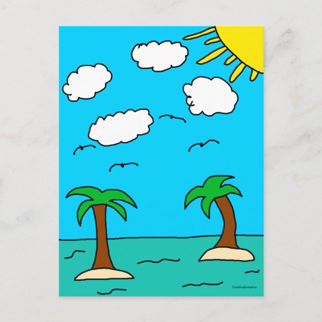 Ocean and Palm Tree Postcards (Front)