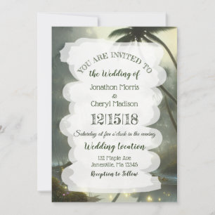 Ocean and Palm Trees Wedding Invitation