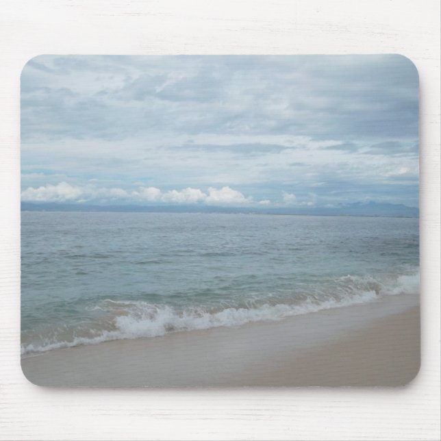 Ocean and sand beach shades of blue mouse pad (Front)