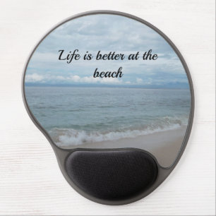 Ocean and sand shore in shades of blue gel mouse pad