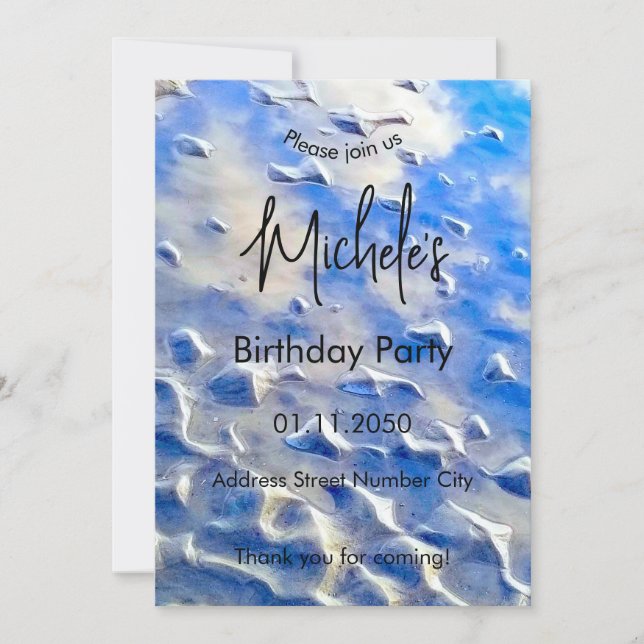 Ocean and sky blue  invitation (Front)