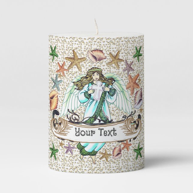 Ocean Angel Pillar Candle (Front)