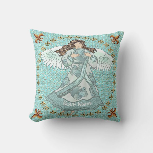 Ocean Angel Throw Pillow (Front)